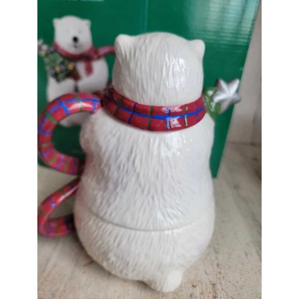 Pfaltzgraff polar bear tea cup teapot set Xmas kitchen unique home decor